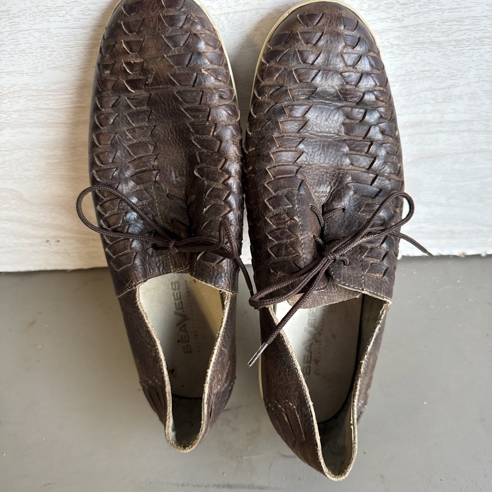 brown leather Huarache lace-up shoes by the brand SeaVees Sz 9